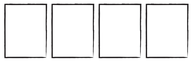 Grunge square and rectangle frames. Ink empty black boxes set. Rectangle borders collections. Rubber square stamp imprint. Vector illustration isolated on white background. eps 10