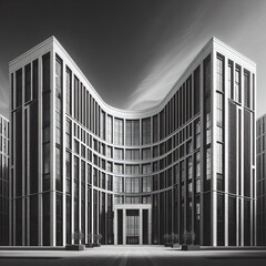 Fototapeta premium A black and white symmetrical building with copy space and professional and minimalistic look