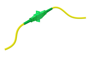 Optical fiber cable with SC APC connector and SC simplex adapter. vector illustration EPS 10.