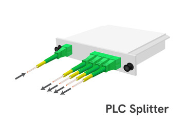 PLC Splitter 1-4 with connector SC APC. Passive optical network. Fiber optic splitter single mode.