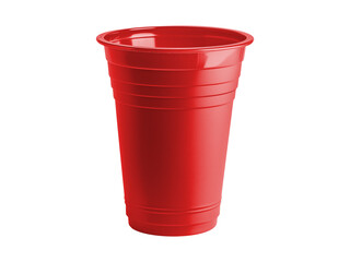 Red plastic cup isolated on transparent or white background, png