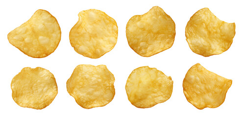 Potato chips isolated on transparent or white background, png