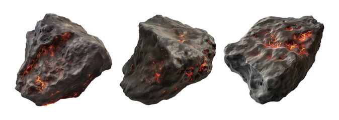 Lava stones isolated on transparent or white background, png