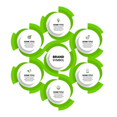 Infographic template. 6 abstract circles with a title in the middle