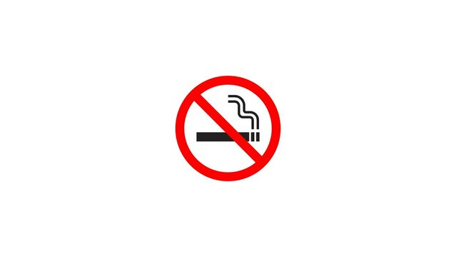 No smoking sign icon animation. Transparent background. 4K Video