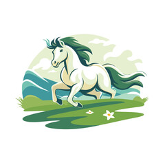 Horse in the field. Vector illustration on a white background.