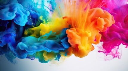 Color drops in water, abstract color mix, colored background, art, ink color mix paint falling on water