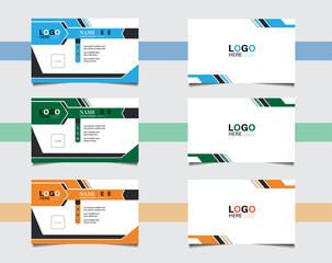 new modern professional business card design with 3 colors