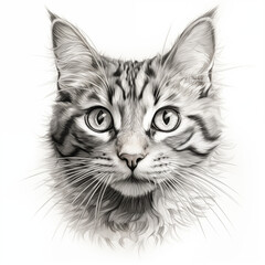 cat pencil sketch isolated on a white background	
