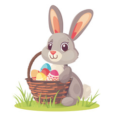 Easter Bunny with basket full of easter eggs