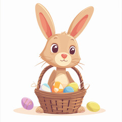 Easter Bunny with basket full of easter eggs