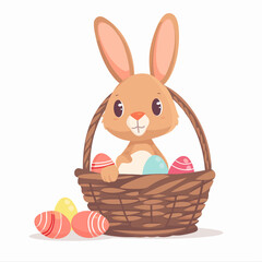 Easter Bunny with basket full of easter eggs