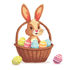 Easter Bunny with basket full of easter eggs