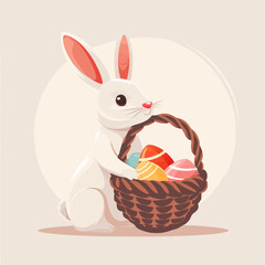 Easter Bunny with basket full of easter eggs
