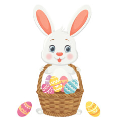 Easter Bunny with basket full of easter eggs