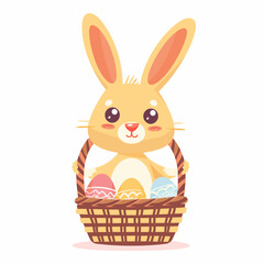 Easter Bunny with basket full of easter eggs