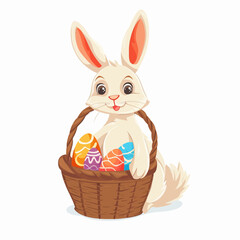 Easter Bunny with basket full of easter eggs