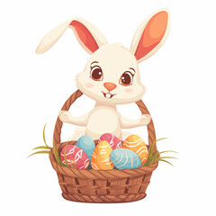 Easter Bunny with basket full of easter eggs