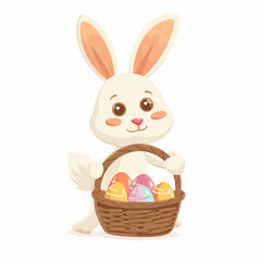Easter Bunny with basket full of easter eggs