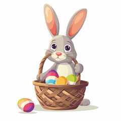 Easter Bunny with basket full of easter eggs