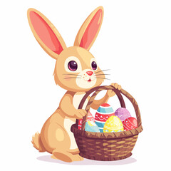 Easter Bunny with basket full of easter eggs