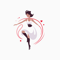 Obraz na płótnie Canvas Beautiful girl in a white dress dancing ballet. Vector illustration.