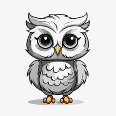 Cute owl cartoon on white background. Vector illustration of an owl.