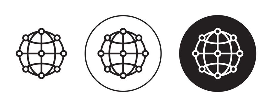 Worldwide Connectivity Vector Icon Set. Global Internet Network Vector Symbol for UI Design.