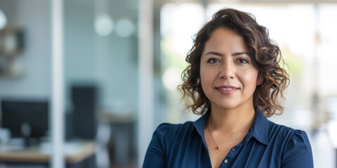 Latin businesswoman portrait at her office