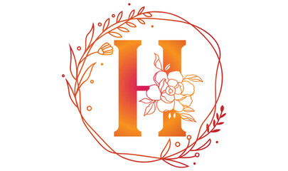 Initial letter H botanical flower logo design template. Fit for wedding business brand, fashion, jewelry, boutique, florist shop, floral and botanical. Vector illustration