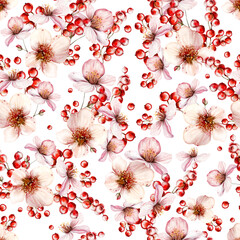 Watercolor seamless pattern of berries. Illustration - 726542908