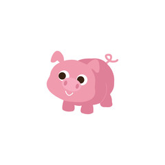 Obraz na płótnie Canvas Chubby pig farm animal cartoon sticker