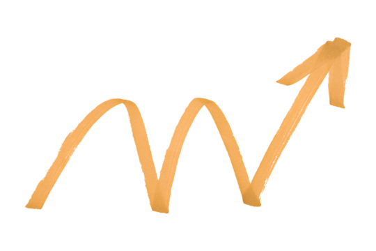 Orange arrows isolated on transparent background
