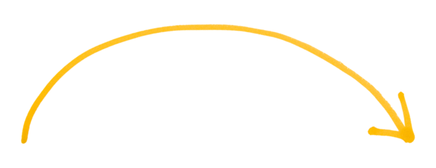 Yellow arrows isolated on transparent background