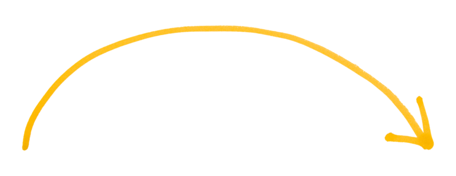 Yellow arrows isolated on transparent background