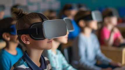 Virtual reality transforms the classroom for children. Engaged in immersive learning, they explore diverse environments, fostering curiosity and expanding educational horizons