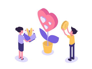 Donations. People are donating food and money, collecting aid