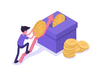 Donations. A man donates money, collects aid