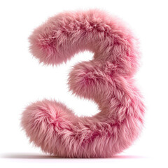 Fototapeta premium A pink fuzzy letter e on a white background