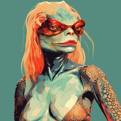 Reptiloid humanoid. Portrait of a lizard woman - 726546505