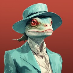 Reptiloid humanoid. Portrait of a lizard woman - 726546533