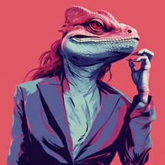 Reptiloid humanoid. Portrait of a lizard woman - 726546553