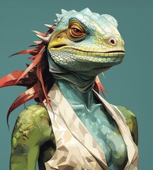Reptiloid humanoid. Portrait of a lizard woman - 726546577