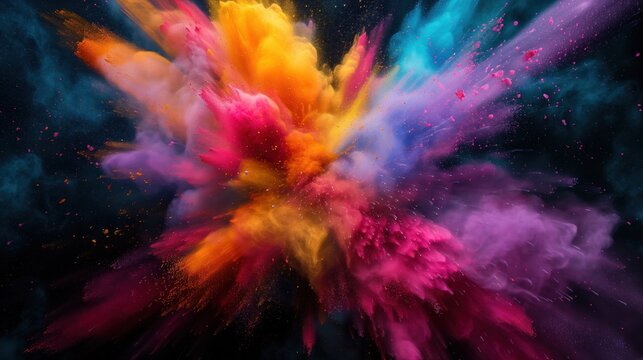 Colorful ink explosion on dark background © steevy84