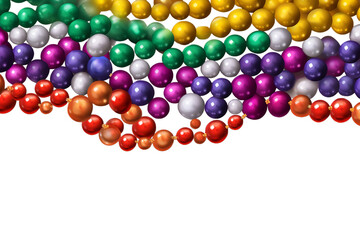 Colorful bead for mardi gras banner on transparent background.