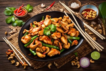 bowl of stir fried chicken with vegetables