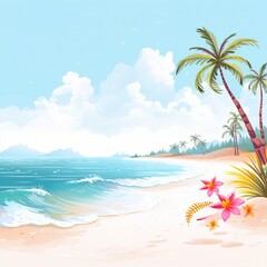 Fototapeta na wymiar Refreshing Summer Beach Vacation Beautiful Background