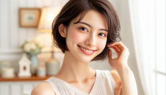 美しく若い日本人女性。美容がコンセプトの画像生成AI.