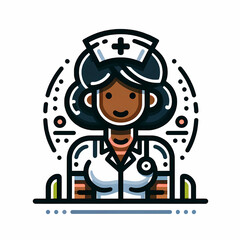 A black nurse flat vector