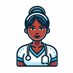 Illustration of a black woman nurse in a vector flat style